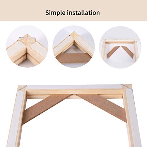 B.B.F Make 10x10 DIY Canvas Stretcher Bars, 1.25" Gallery Depth White Pine Wood Frame Kit, Self-Adhesive & Tool-Free Assembly for Oil Painting & Needlepoint, No Staple Gun Needed - size: 10"X10"
