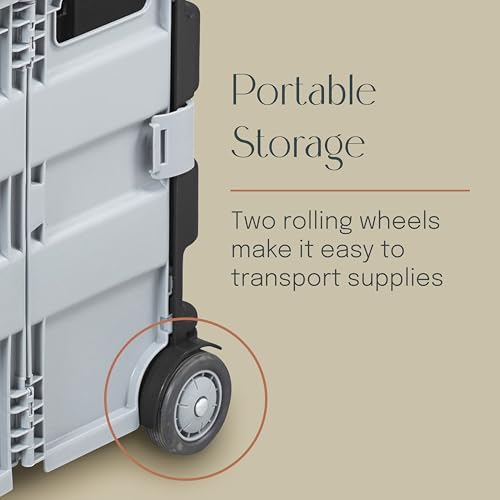 Folding Mobile Utility Cart, Canvas Organizer Bag, Red/Grey - color: Red/Grey
