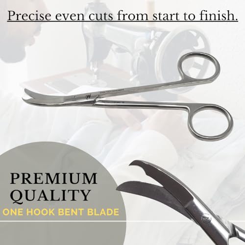 Small Scissors all Purpose, Sharp Mini Detail Craft Shears with Precision Angled One Hook Tip Design, Ideal for Thread Cutting, Sewing, Knitting, Embroidery, Stainless Steel Snips (Silver - 5.5") - color: Silver - 5.5"