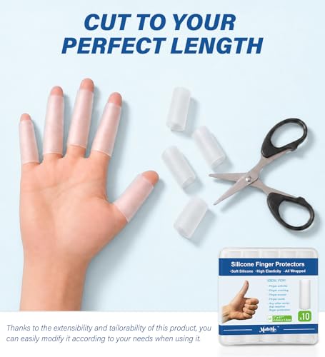 Gel Finger Cots Protectors, Silicone Fingers Covers Bandages Caps Sleeves for Fingertip Thumb Protection, Ideal for Trigger, Arthritis, Cracking, Blisters, Callus, Hangnail & Pain Relief (Clear, M, 10PCS) - size: M(10)