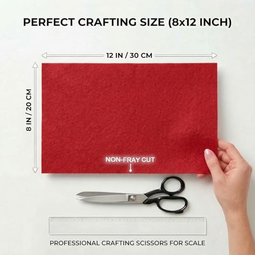 Red Felt Fabric Sheets Stiff 20 Pcs 8" X 12" 1mm Thick - color: Red