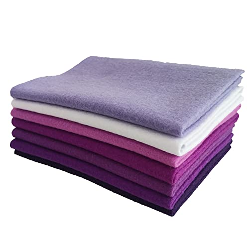 7pcs 18" X 18" 1.4mm Thick Soft Felt Nonwoven Fabric Sheet Pack DIY Craft Patchwork Sewing Square Assorted Colors (Purple Series) - color: Purple Series