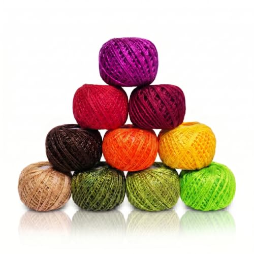 KGS Crochet Thread Cotton Yarn Balls | Size 8 | 10 Balls | 10 Grams Each Ball | Total 100 Grams of Pearl Cotton Thread for Crocheting, Cross Stitch, Needlepoint Hand Embroidery (Fall Foliage) - color: Fall Foliage