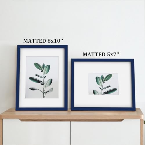 Egofine 11x14 Picture Frame Made of Solid Wood Covered by Plexiglass, Display Pictures 5x7/8x10 with Mat or 11x14 Without Mat for Table Top Display and Wall Mounting Photo Frame, Navy Blue - color: Navy Blue, size: 11x14
