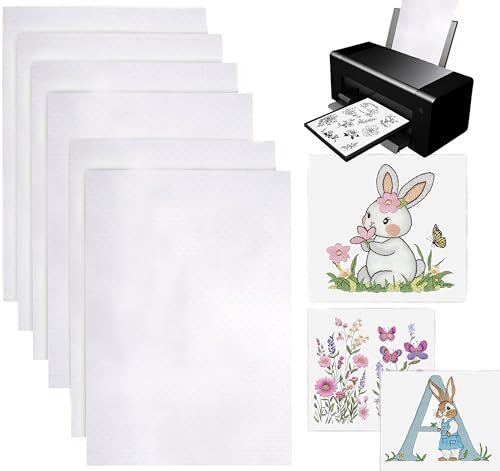 Sticky Water Soluble Embroidery Stabilizer Paper Stabilizer 6 Pcs Stick and Stitch Template Paper wash Away Embroidery Patterns - Allowed for Drawing Printting for Cross Stitch & Needlework