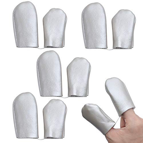 10pcs(5 Pairs) Cowhide Felting Finger Protector Thimble Leather Gloves Finger Guard Finger Cots,Random Color