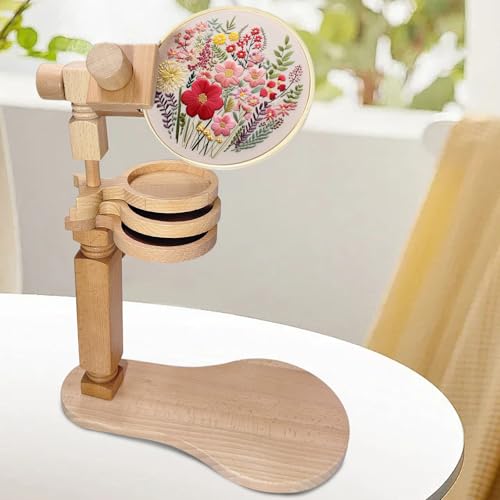 Biaungdo Adjustable Rotated Embroidery Hoop Stand with 5 Pack 5 Sizes