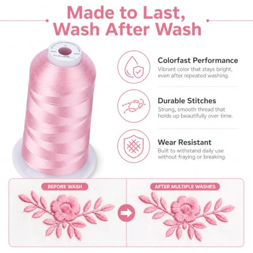 Simthread 5500Yds/5000M 40WT Polyester Embroidery Thread Peachy Pink S088 - color: Peachy Pink S088