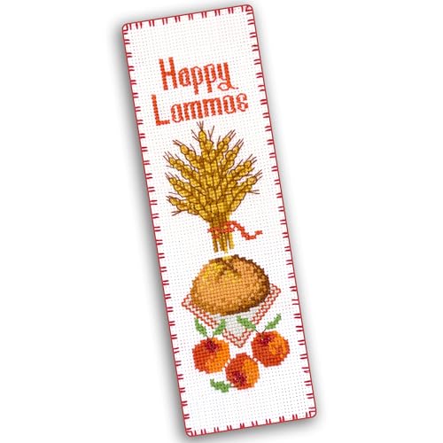 Povitrulya Counted Cross Stitch Kit “Lammas/Lughnasadh“ – DIY Bookmark Embroidery Set for Adults & Beginners, First Harvest Pagan Celtic Rustic Seasonal Autumn Gift - color: Lammas/Lughnasadh
