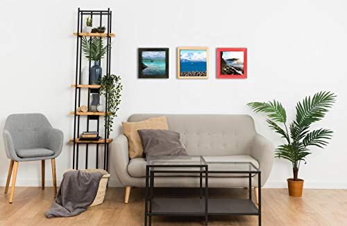 Rustic Wooden Square Picture Frames 8x8 - Set of 2-100% Natural Solid Eco Wood with Real Glass for Wall Mounting and Tabletop Photo Frame - Red - color: Red