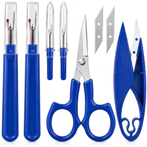 CampTek Seam Ripper & Thread Remover Kit - Professional Ergonomic Stitch Cutter Tools for Quilting, Leather, Denim, Cross Stitch | Sewing Supplies with Patch Remover, Durable Sewing Kit Tools (Blue) - color: Royal Blue