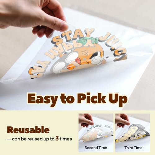 TranSmile Heat Transfer Mask for Inkjet Light Heat Transfer Paper (10 Sheets, 8.5"x11"), Clear Iron on Transfer Tape for Light Printable HTV - color: Light Mask, size: 10 Sheets