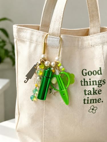 MEYAGO Needlepoint Bag Charm Tool Kit with Mini Embroidery Scissors, Needle Threader, Needle Holder Tube & Gold Keyring, Portable Embroidery Accessories for Cross Stitch Sewing DIY Crafts (Green) - color: Green