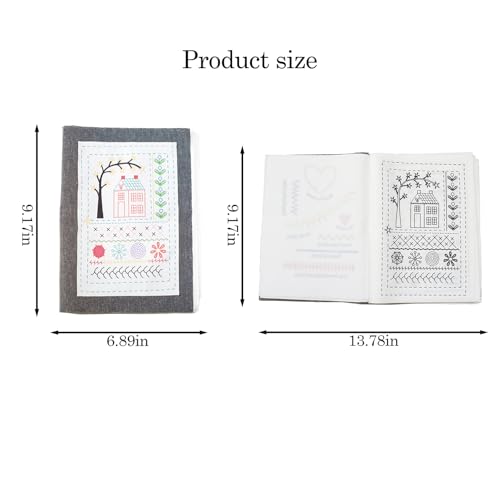 DYONDER 2026 New Hand Embroidery Pattern Practice Book for Beginners, Embroidery Stitch Practice Book with Hand Stitch Templates & How to Guide - color: Black