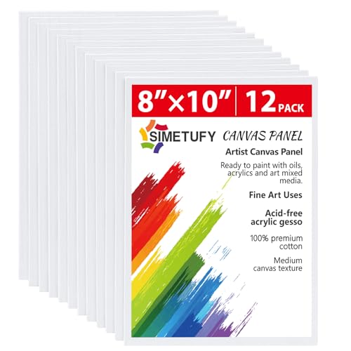 Simetufy 12 Pack 8x10 Canvas Boards for Painting,Art Painting Supplies - size: 8"x10"