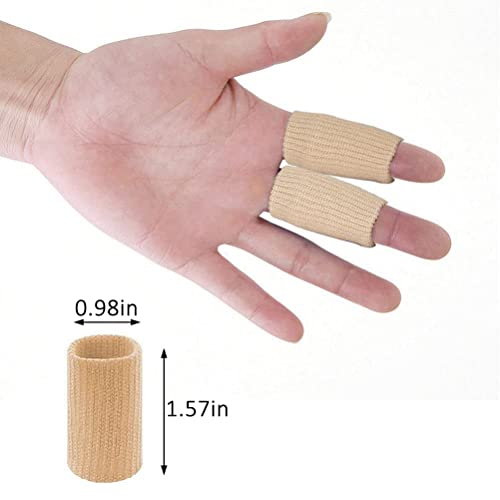 20 Pcs Finger Sleeves Protectors, Elastic Sport Finger Sleeves, Black/Nude - color: Black,Skin Tone