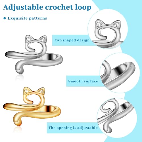 5 Pcs Crochet Ring, Adjustable Crochet Tension Rings, Yarn Ring for Finger - color: 5 Colors - 5 Pcs