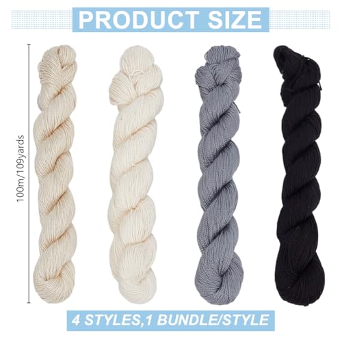 FREEBLOSS 4 Pcs Sashiko Thread in 4 Colors Sashiko Skein 4 * 100 M Pure Cotton Embroidery Thread Japanese Sashiko Threads Basic Colors Quilting & Embroidery Floss Supplies - color: Gray