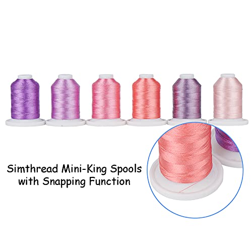 Simthread Embroidery Thread with Storage Box - 800 Yards/Spools - color: Pink & Purple Colors