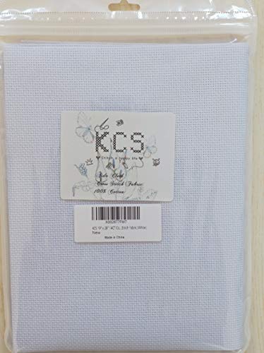 19" x 28" 14CT Counted Cotton Aida Cloth Cross Stitch Fabric (White) - color: White