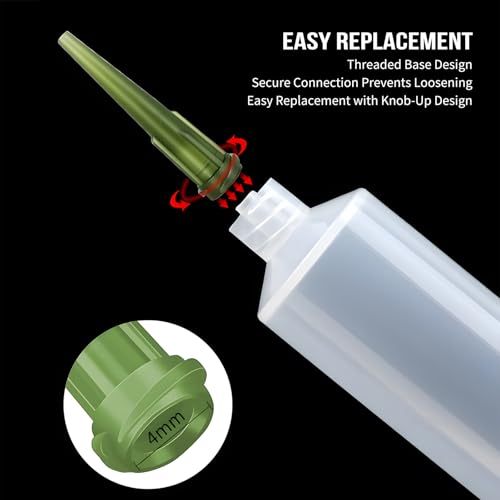100 Pcs Plastic Tapered Dispenser Needle Tips (14GA-22GA) - Clog-Resistant Blunt Glue Tips with Double Helix Luer Lock for Precision Dispensing High Viscosity Epoxy, Resin, Oil, and Adhesive