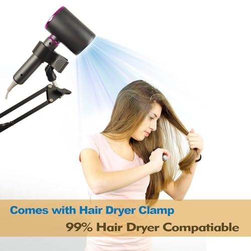 Embroidery Hoop Stand,Rotate Hand Embroidery Stand Embroidery Holder Stand Can Move Freely Hand Embroidery Stand Floor Cross Stitch Stand Suitable for Embroidery Hoop (with Hair Dryer Clamp) - color: With Hair Dryer Clamp
