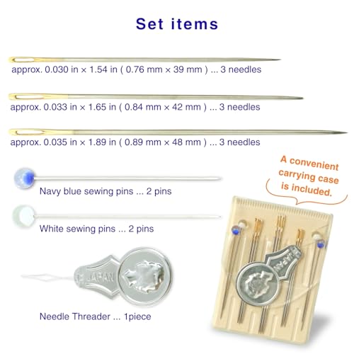 TUKUMO Gold Eye Embroidery Needles Crewel Needles Sewing Needles Set, 3 Size with 1 Threaders (Thick Type) - size: Thick Type