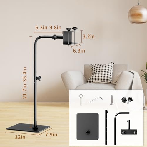 Workstand with Side Clamp for Lowery Stands, Heavy Duty Metal Needlepoint Stand, 360° Rotating & Height Adjustable Cross Stitch Floor Clampd for Embroidery, Punch Needle, Large Hoops
