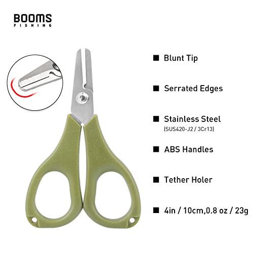 Booms Fishing S01 Fishing Scissors for Braided Line, 4 Styles Options - color: Green With Retractor
