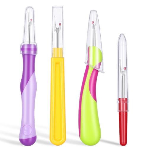 Seam Ripper Tools Set, 4Pcs Needle and Thread Seam Ripper Convenient Professional Thread Cutter Stitch Remover Tool for Hand Sewing Crafting Embroidery Knitting (Colorful)