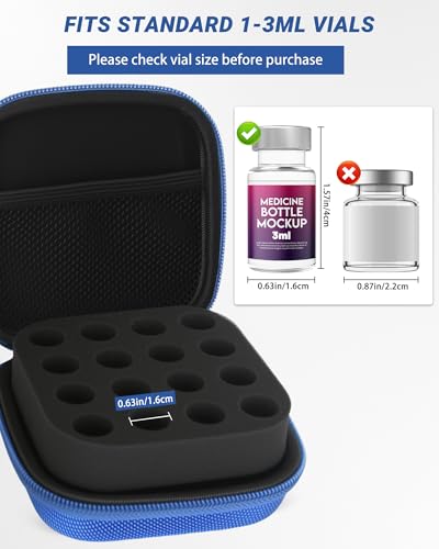 16 Slots 3ml Peptide Case, Vial Case, Insulin Vial Holder for Fridge and Travel, Fits 1ml 3ml Standard Vials, Diabetic Supplies (Case Only) - size: 16 Slots 3ml