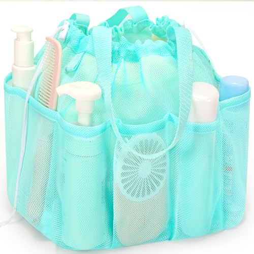 famichan Mesh Shower Caddy Portable, Dorm Room Essentials for College Students Girls and Guys, Blue Large Capacity Shower Bag for Bathroom,Camping,Gym - color: BLUE