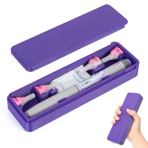 YOUSHARES Travel Case for GLP-1 Pens, Portable Insulin Pen Case with Adjustable Slots for Different Sized GLP1 Pens, Waterproof Storage Organizer Diabetes Pen Protector for Travel and Daily Use - color: P1_purple