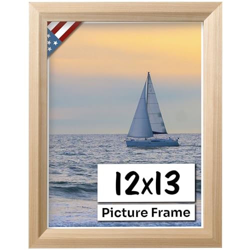 Unfinished Raw Wood 12x13 Picture Frame Beveled .84" Inch Wide - Unfinished Raw Wood Wall Decor Handmade Solid Wood Frames with Preinstalled Hangers and UV Blocking Plexiglass 13x12 Frame - color: Unfinished, size: 12x13
