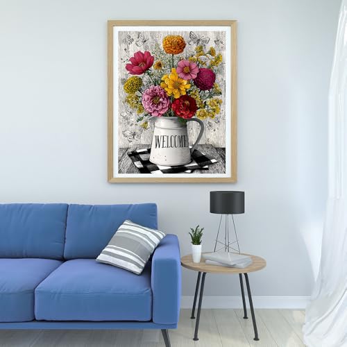Moohue 14ct Counted Stamped Cross Stitch Kits for Adults Flowers Printed Cross Stitch Patterns Art Crafts Cross Stitch Supplies (Flowers 13) - color: Flowers 13