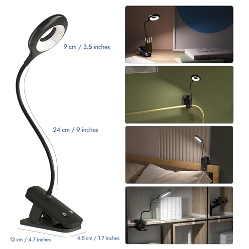 CUHIOY 2Pack Rechargeable Clip on Reading Light for Bed Headboard, Black - color: Black+Black