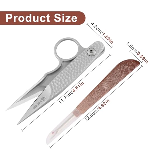 Premium Tailor Scissors, Stainless Steel Mini Sewing Fabric Shears, Precision Thread Snips for Cloth Leather Embroidery, Includes Protective Sheath & 1x Seam Ripper, 4.61 x 1.69 inch