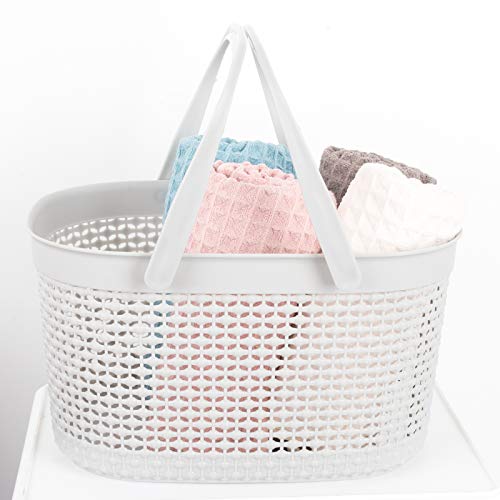 rejomiik Portable Plastic Shower Caddy Basket with Handles, Gray - color: Grey, size: 1 pack
