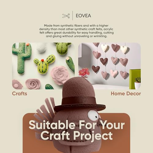 EOVEA - Acrylic Felt Fabric by The Yard - Soft and Durable 72" Wide & 1.6mm Thick Felt Sheets for DIY Crafts, Sewing, Upholstery, Cushion, Padding, Costumes(Camel, One Yard) - color: Camel, size: 1 Yard