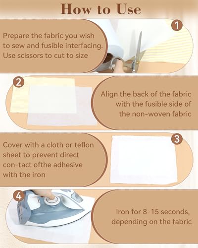FIVEIZERO Medium Weight Non-Woven Fusible Interfacing for Sewing-12in×30yd - color: white-medium, size: medium weight