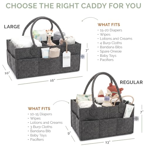 Parker Baby Co. Felt Diaper Caddy Organizer - Large, Charcoal - color: Charcoal (Heathered Charcoal), size: Large