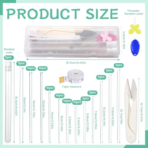 GarfxG 80 PCS Bead Needle Set, Straight Seed Big Eye Twisted Beading Needle - style: Set B