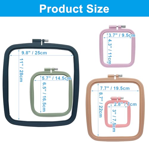 Marvexi 5Pcs Square Plastic Embroidery Hoops - size: 5pcs