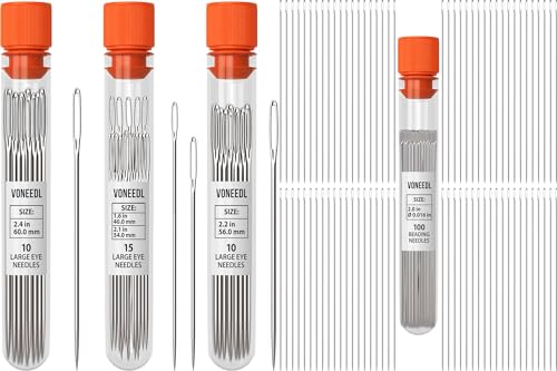 35 Big and Thinner Eye Sharp Needles for Hand Sewing and 100 Straight Beading Needles Size 11 for Bead Projects - Total 135 Needles for Sewing, Crafting, and DIY
