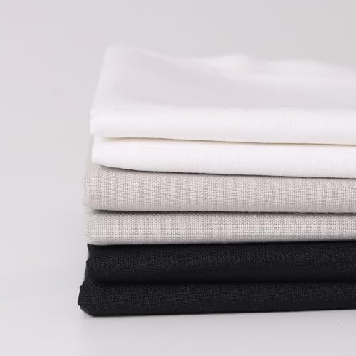 6 Pcs 18 x 21 Inches Cotton Fabric Precut Quilting Fabric Bundles Solid Colors Quilt Material for DIY Craft Sewing Embroidery (Grey White Black) - color: Grey White Black