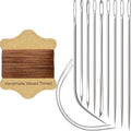 VONEEDL Upholstery Repair Kit: Waxed Sewing Thread (Brown Color) & Heavy Duty Needles (11 PCS) for Leather, Canvas & Quilting Thread - color: Brown