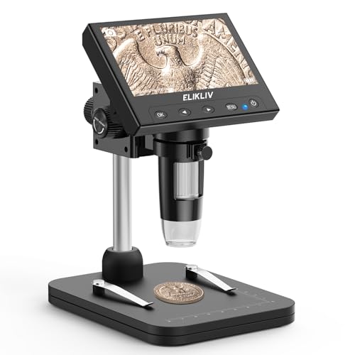 Elikliv Coin Microscope, 4.3'' LCD Digital Microscope 1000x - color: Black