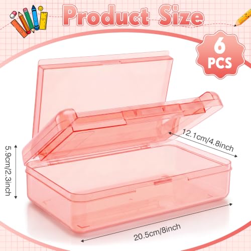 Blulu 6 Pack Double Layer Pencil Boxes Large Capacity,Pink - color: Pink