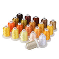 Simthread Embroidery Machine Thread Kit 800Y 21 Spools Brown and Gold Colors for Professional Embroidery Design - color: Gold & Brown