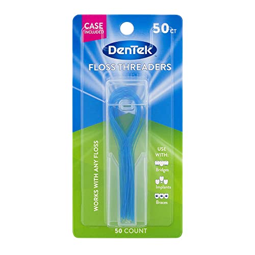 DenTek Floss Threaders for Braces, Bridges & Dental Implants, 50 Count - size: 50 Count (Pack of 1)